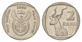 ЮАР 2 ранда 2003 KM 335 медь плакированная никелем 4626-1234