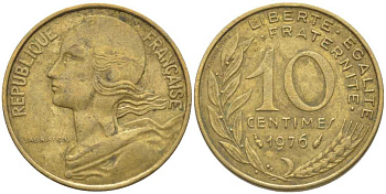 ФРАНЦИЯ 10 САНТИМОВ 1976 ТИП MARIANNE KM 929, LE FRANC 144.16 медь алюминий никель 116-125