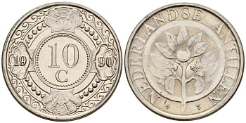 Нидерландские Антилы 10 центов 1990 Беатрикс (1980-2013) KM 34 никелированная сталь 4174-764