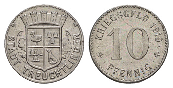 Тройхтлинген 10 пфеннигов 1919 Funck 547.4A, Men18 31466.7 железо UNC 1527-1423