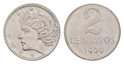 Бразилия 2 сентаво 1969 KM 576.2 нержавеющая сталь UNC 4655-1055