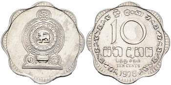 Шри-Ланка 10 центов 1978 KM 140 a алюминий 84-227