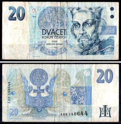 Чехия 20 крон 1994 Pick 10 a бумага 7204-9-2-2