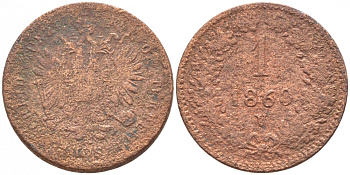 АВСТРИЯ 1 КРЕЙЦЕР 1860 KM 2186 медь 105-1267