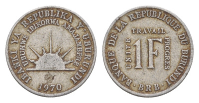 Бурунди 1 франк 1970 KM 18 алюминий 4647-1217
