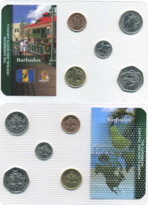 БАРБАДОС НАБОР ИЗ 5 МОНЕТ 2008-2009 В ЗАПАЙКЕ UNC 3-6-4-24