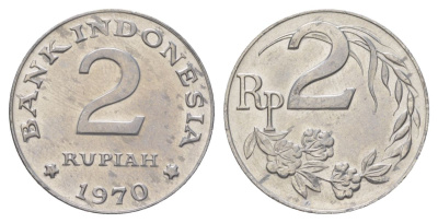 Индонезия 2 рупии 1970 KM 21 алюминий UNC 4624-952