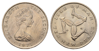 Остров Мэн 10 пенсов 1971 KM 23 медно-никель UNC 4634-824