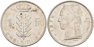Бельгия 1 франк 1978 BELGIQUE KM 142.1 медно-никель 4592-535