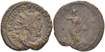 Римская Империя (императоры в Галлии) антониниан 269 Викторин. PAX AVG, Пация, персонификация Мира, Августа Треверов, Good Very fine RIC 117 биллон 1073-14-94