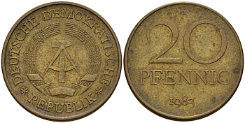 ГДР 20 пфеннигов 1983 A KM 11 латунь 98-755