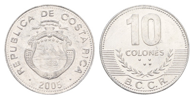 Коста-Рика 10 колонов 2005 KM 228b алюминий UNC 183-1032