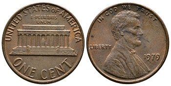 США 1 ЦЕНТ 1979 ЛИНКОЛЬН KM 201 медь цинк 71-1538