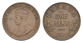 Канада 1 цент 1929 Георг V (1910-1936) KM 28 бронза 4636-546