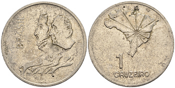 Бразилия 1 крузейро 1972 150 лет независимости KM 582 никель 87-524