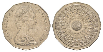 Австралия 50 центов 1977 25 лет правлению Королевы Елизаветы II KM 70 медно-никель 4653-1123