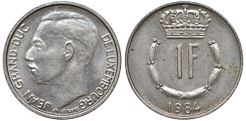 Люксембург 1 франк 1984 KM 55 медно-никель 4143-131