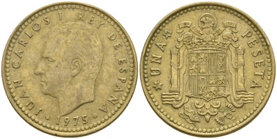 Испания 1 песета 1984 M, Хуан Карлос I (1975-2014) KM 821 алюминий 4604-315