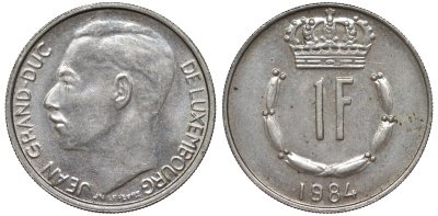 Люксембург 1 франк 1984 KM 55 медно-никель 4143-131