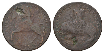 Великобритания, Ковентри 1/2 пенни 1792 Dalton Hamer 231 медь 4179-133