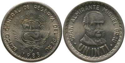 Перу 1 инти 1988 LIMA KM 296, Schon 97 медь цинк никель UNC 4543-132