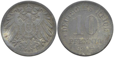 ГЕРМАНИЯ 10 ПФЕННИГОВ 1918 KM 26, J. 299 цинк 4401-136