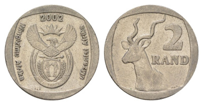 ЮАР 2 ранда 2002 KM 273 медь плакированная никелем 4626-1222
