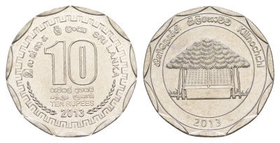 Шри-Ланка 10 рупий 2013 серия административные округа Шри Ланки, Килиноччи KM 203 нержавеющая сталь UNC 4635-1031