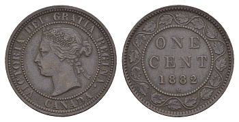 Канада 1 цент 1882 H, Виктория (1837-1901) KM 7 бронза 1518-1324