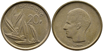 Бельгия 20 франков 1981 Belgique, Бодуэн I (1951-1993) KM 159 никель бронза 4388-1233