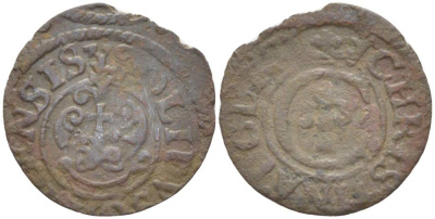 Ливония 1 солид (шелаг, шиллинг) 1638 КОРОЛЕВА КРИСТИНА (1632-1654), ШВЕДСКАЯ ОККУПАЦИЯ, ВЕС 0,44 ГР. KM 21 серебро 1517-1033