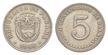 Панама 5 сентесимо 1966 KM 23.2 медно-никель 4643-1269