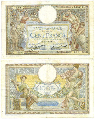 ФРАНЦИЯ 100 ФРАНКОВ 1932 21 ИЮЛЯ 1932 Pick 78b бумага 6301-37-1