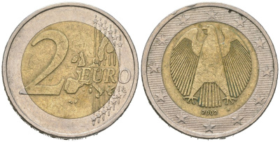 Германия 2 евро 2002 A KM 214 биметалл 4604-1041