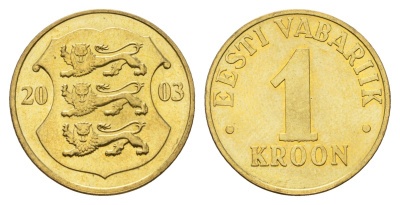 Эстония 1 крона 2003 KM 35 латунь UNC 4673-1226