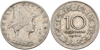 Австрия 10 грошей 1925 KM 2838 медно-никель 4573-527