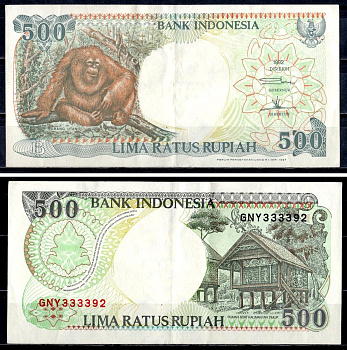 Индонезия 500 рупий 1997 Pick 128 f бумага 6312-59-3-2