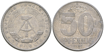 ГДР 50 пфеннигов 1982 А KM 12.2 алюминий 4635-834