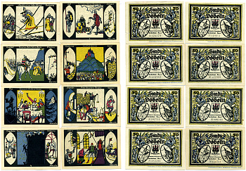 ДЁБЕЛЬН ЛОТ ИЗ 8 БАНКНОТ ПО 50 ПФЕННИГОВ 1921 1 СЕНТЯБРЯ 1921-30 СЕНТЯБРЯ 1921, НОТГЕЛЬД, ЗЕМЛЯ САКСОНИЯ Grabowski 277.1a бумага 2193-8-3-2