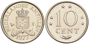 Нидерландские Антилы 10 центов 1977 Юлиана (1948-1980) KM 10 никель 4169-344