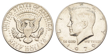 США 1/2 доллара (50 центов) 1979 Джон Кеннеди KM A202b медь плакированная медно-никелем aUNC 4536-1231