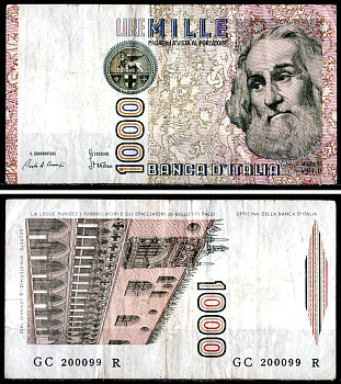 Италия 1000 лир 1982 Pick 109 a бумага 6281-50-1-1