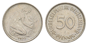 ФРГ 50 пфеннигов 1972 F KM 109.2, J. 384a медно-никель 4636-1156