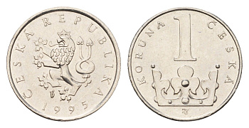 Чехия 1 крона 1995 KM 7 сталь плакированная никелем 192-811