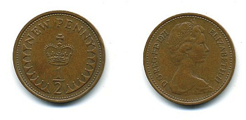 Великобритания 1/2 пенни 1971 Елизавета II (1952-2022) КМ 914, Spink 4239 бронза 4110-1636
