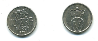 НОРВЕГИЯ 10 ЭРЕ 1969 ПЧЕЛА KM 411 медно-никель 4364-932