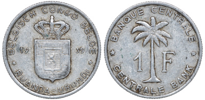 Руанда-Урунди 1 франка 1959 KM 4 алюминий 4606-415