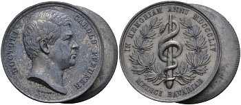 Франция медаль 1854 DOCTORI CAROLA PFEUFER, односторонний оттиск, медальер C. VOIGT, диаметр 45,5 мм., аверс И реверс отдельно цинк 1090-4-32