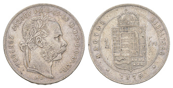 Венгрия 1 форинт 1879 KB, Франц Иосиф I (1848-1916) KM 453 серебро 4622-437