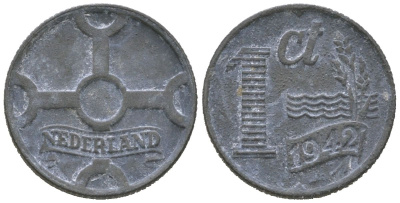 Нидерланды 1 цент 1942 KM 170 цинк 26-968